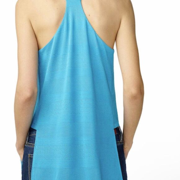 A|X Armani Exchange Women's Mesh High-Low Cami Size Medium Turquoise Gem - Picture 2 of 11